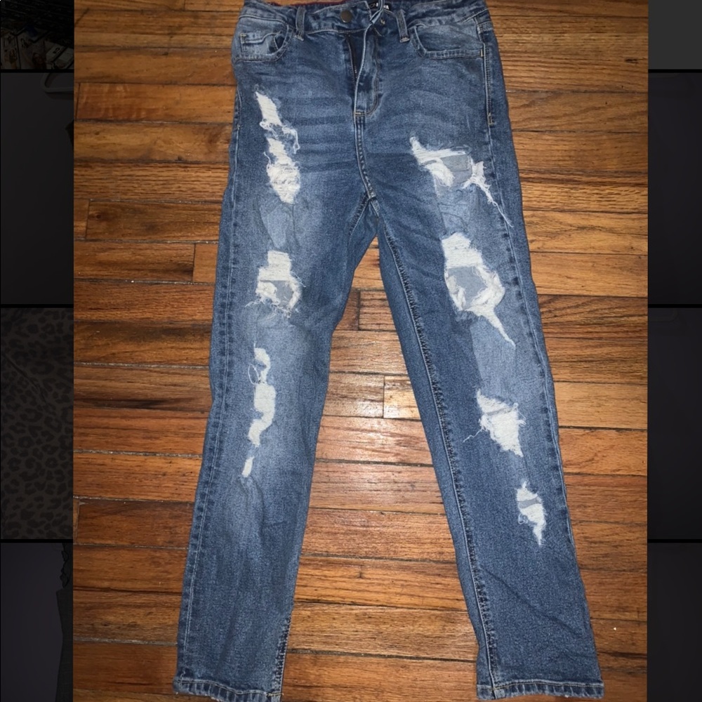 Fashion Nova Ripped Straight Leg Jeans